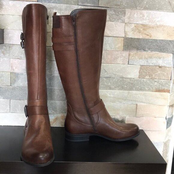 Naturalizer Chestnut Moto Boots with Buckle Detail - Picture 5 of 9